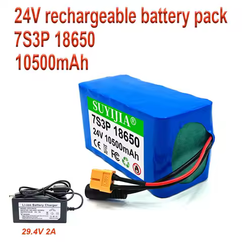 24V rechargeable battery pack 18650 10500mAh 29.4V2A charger with BMS scooter battery customizable p