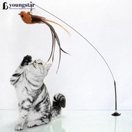 YOUNGSTAR Cat Simulation Bird Interactive Toys Funny Feather Bird with Bell Cat Stick Toy for Kitten