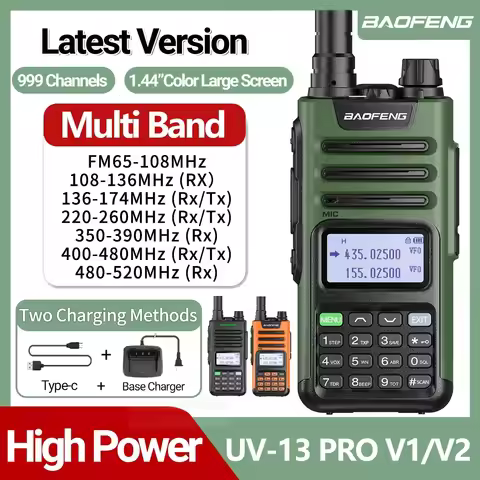 BaoFeng UV-13 PRO V1 V2 High Power Multi Band Walkie Talkie Type C Charger Long Range UV-13 UV-5R Tr