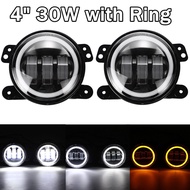 2X 60W Dual สี 4นิ้ว LED ไฟตัดหมอก  Amber สีเหลือง CREE Led ชิปขับรถออฟโร้ดไฟตัดหมอก Dodge JEEP 2007 2008 FORD F-150 RANGER Isuzu D-MAX Nissan Navara D40 22 Pathfinder Patrol Toyota Hilux Revo DRL