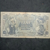 Uang Kuno Kertas Indonesia 10 gulden Wayang tahun 1938 JB30