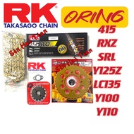 [415 RK ORING & STT SPROCKET] RXZ Y125 LC135 SRL 415 Sprocket Sets & Chain 3 In 1 Heavy Duty Sprocke