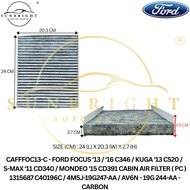 FORD FOCUS '13/ '16 C346/ KUGA '13 C520/ MONDEO '15 CD391 CABIN AIR FILTER ( PC ) 1315687 C40196C  -