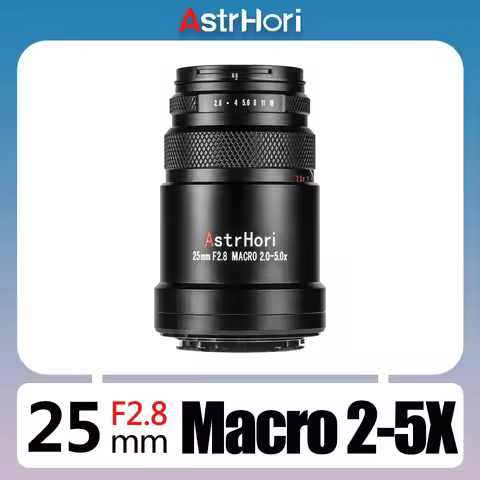 AstrHori 25mm F2.8 Macro 2X-5X Manual Focus Full Frame Camera Lens for Macro Photography with Sony E