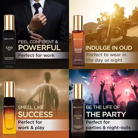 Bellavita Luxury Men's Perfume Gift Set: 4 x 20ml EDP, CEO, GOAT, KLUB, OUD Scents for Men