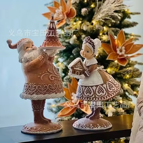 2Pc Christmas Gingerbread Man Gnome Handmade Swedish Tomte Figurines For Xmas Party Centerpiece Tabl
