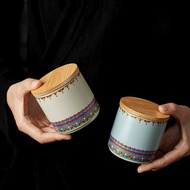 Tea canister, sealed jar, ceramic jar, portable small tea canister for home use, Ru kiln tea jar, mo