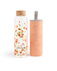 waterdrop Edition Glass Bottle 34 oz - BPA free Water Bottle - Water Bottle with Leakproof Bamboo Li