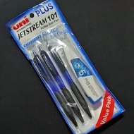 Uni PLUS Jetstream 101 Blue Pen 💥(3 Pens + 1 Correction Tape) Value Pack