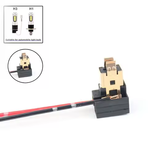 2PCS H1 H3 Socket Extension Wiring Harness Connector LED Headlight Adapter Automobile Replacement Li