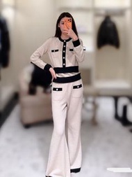 Celebrity style CC women 36-40 S-L black and white knitted cardigan skirt pants set女裝小香風圓領開衫外套+包臀半裙+