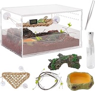 SUCCHOO Reptile Terrarium Double-Layer Acrylic, 16“x12”x10“ Amphibian Leakproof Aquarium Tank Kit, Large Feeding Tarantula Habitat Box for Insect Lizards, Chameleons