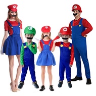 Adult Super Mario Bros Cosplay Super Mary Halloween Party Uniform MARIO &amp; LUIGI Costume