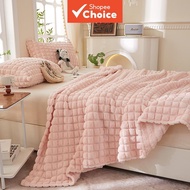 New Cloud-Like Dream Solid Color Jacquard & Carved Blanket – Ultra Comfortable Pink Fluffy Blanket, 