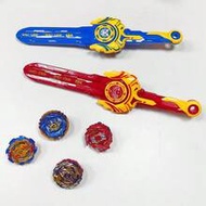 Red + Blue Battle Spinning Sword & Gyro Toy Set - 2 Player Sword Duel Game With Launcher & Spinner, 