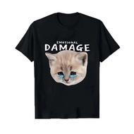 Damage  Emotional Cat T-Shirt Funny Cute Kitten with Funny Shirt Tears Graphic Tee for Men Women Uni