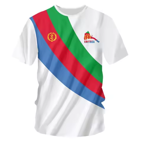 2024 New Eritrean Flag Graphic 3D Printed T-shirt Eritrean National Emblem Men's Tops National Day G