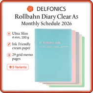 Delfonics Rollbahn Diary 2026 A5 Monthly Planner (Oct 2025 Start) – Clear Series in 5 Colors | Ultra