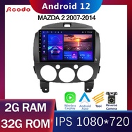 Acodo Android รถวิทยุสำหรับ Mazda 2 2007-2014 2din Android 12 iPS DSP หน้าจอพร้อม RAM 2G 4G ROM 32G 64G แยกหน้าจอ WiFi GPS YouTube ปลั๊กตรงและหน้ากาก