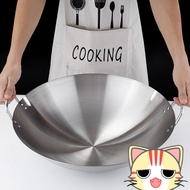 34cm 40cm Stainless Steel Wok with Double Ears / Kuali Stainless Steel / 不鏽鋼炒鍋 / High Quality