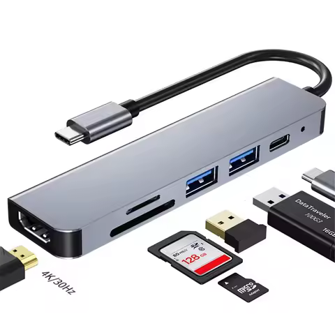 6 in 1 USB HUB C type-c HUB USB C to USB 3.0 HDTV-Compatible Dock for MacBook Pro For Nintendo Switc