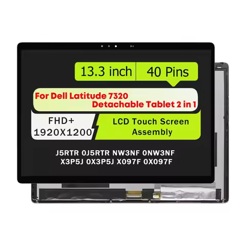 0J5RTR J5RTR for Dell Latitude 7320 Detachable Tablet 13.3" LCD Touch Screen Assembly Display Panel 