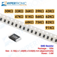 10pcs SMD Resistor, Chip Resistor , Size 1206 - 30k 33k 36k 39k 43k 47k 51k 56k 62k 68k 75k 82k 91k 