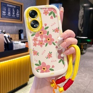 Case For OPPO A58 4G A58 5G A58X 5G A78 5G A1X 5G A2X 5G Phone Flower Silicone Strap Shockproof