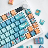 Songkran Festival Keycaps Cherry Profile 136 Keys PBT Dye Sublimation Creative Blue Thailand Keycaps