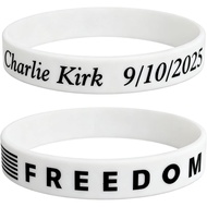 1 unit gelang silikon getah Charlie Kirk Freedom untuk wanita dan lelaki sebagai penghormatan kepada