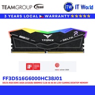 TeamGroup T-Force Delta RGB DDR5 | 16GB (1x16GB) / 6000MHz / CL38 / Black | itw DDR5 RAM DDR5 6000MH