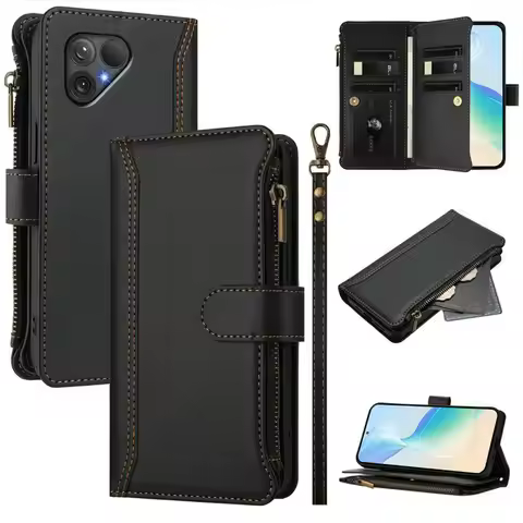 For Fairphone 6 5G Flip Case Crossbody 9-Card Zipper Leather Wallet Funda For FairPhone 5 Luxury Cov