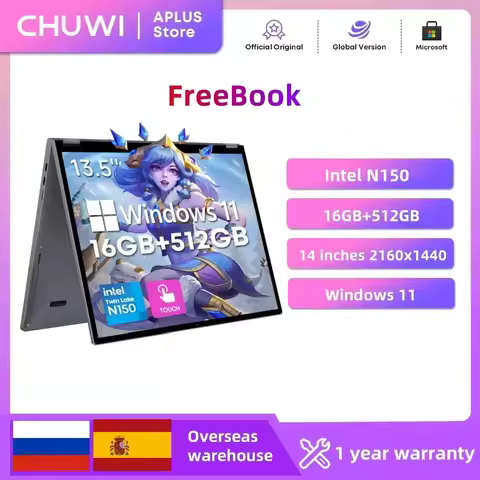CHUWI FreeBook Tablet Notebook 2-in-1 Intel N150 13.5'' FHD Touch Screen 16GB LPDDR5 RAM 512GB SSD W