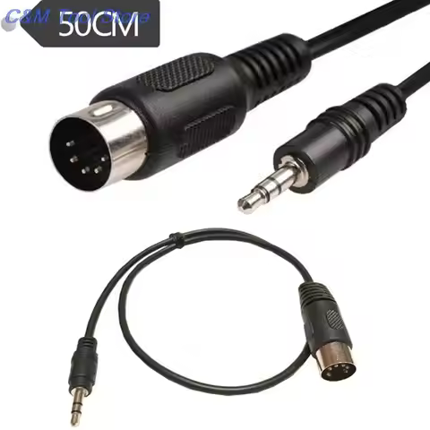 5 Pin Din MIDI Male To 3.5mm Male Plug Stereo Jack Audio Adapter Cable 50cm