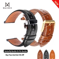 MAIKES Soft Calfskin Watch Band 22mm 20mm Quick Release Smartwatch Strap For GT2 Pro Mens Women Leather watch Accessories