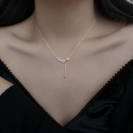 Fashion OL Matching S999 Pure Silver Wheat Ear Tassel Necklace Female Sweet Temperament Small Fresh 