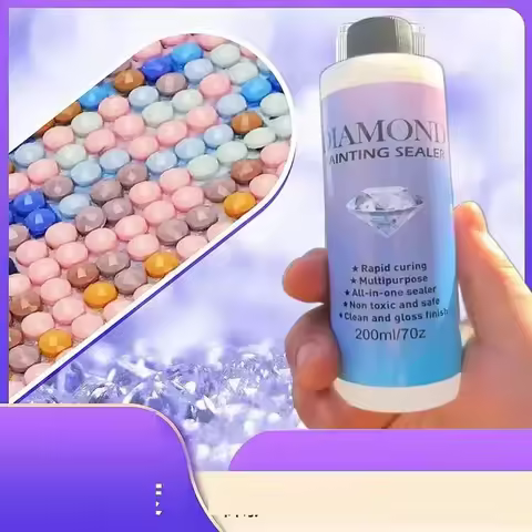 60ML/100ML/200ML Diamond Painting Sealer with Brushes Diamond Painting Glue Permanent Hold & Shine E