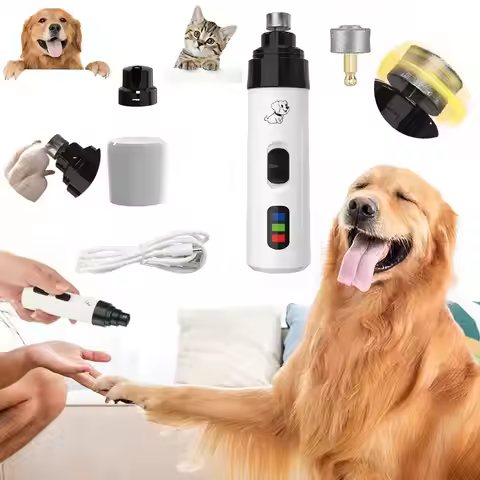 Pet Nail Polisher Dog Electric Nail Clipper Cat Charging Nail Clipper LED Nail Clipper Set Pet Beaut