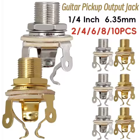 2-10PCS 1/4 Inch 6.35Mm Guitar Pickup Output Jack Electric Guitar Mono Jack Multi-point Noise Reduct
