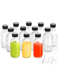 10pcs 2 Oz 60ml Small Clear Glass Bottle With Lids, Empty Refillable Mini Beverage Containers For Ju