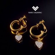 🦄范倫鐵諾Mario Valentino|Vintage復古心型水鑽半月形耳環. 耳夾Size:3x3cm#二手