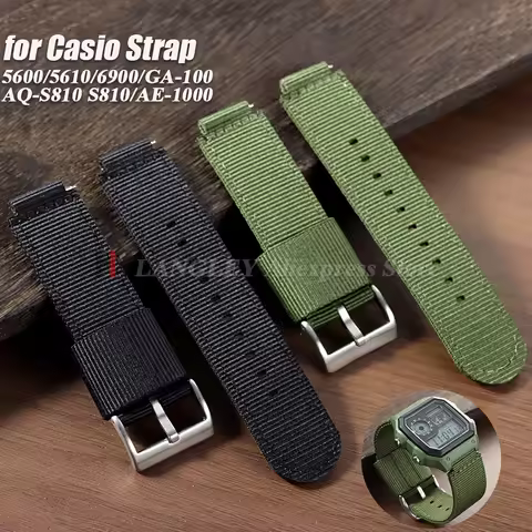 16mm 18mm Nylon Canvas Watch Band for Casio DW5600 DW5610 AQ-S800 GA100 GA2100 DW6900 AE-1000 GA-700