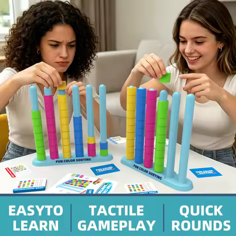 Stacking Game Party for Kids & Adults Tabletop Stacking Challenge Colorful Ring Tower Game Great Fun