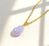 冰種紫羅蘭翡翠葫蘆項鍊 18K金墜頭 | 天然緬甸玉A貨翡翠 | 送禮