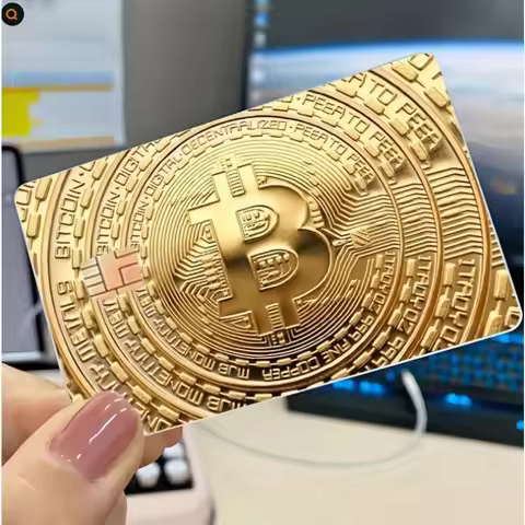 1pcs gold coin card sticker, IC chip aperture Bitcoin credit card skin protection card sticker