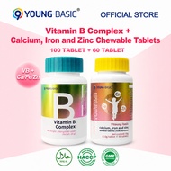 9YOUNG-BASIC Family Nutrition Combo | Vitamin B Complex 100 Tablets + Calcium Iron Zinc Chewable 60 