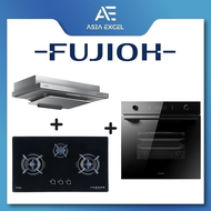 FUJIOH FR-FS2290R 90CM SLIMLINE HOOD + FUJIOH FH-GS5530 SVGL (LPG) / FH-GS6530 SVGL (PUB) 3 BURNER GLASS GAS HOB + FUJIOH FV-EL61 70L BUILT-IN OVEN