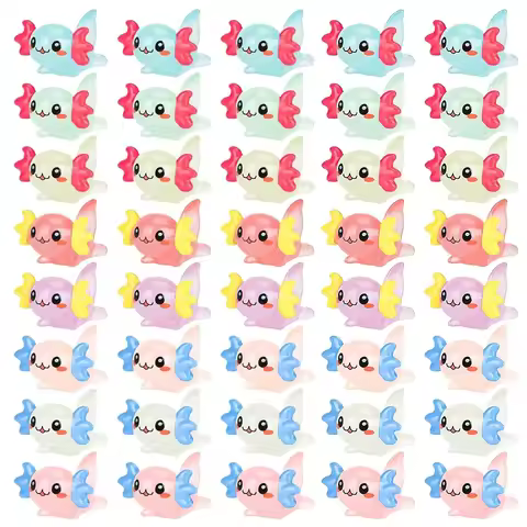 30pcs Mixed Axolotl Miniatures - Glow In the Dark Resin Charms Cabochons for Slime or Home Decoden -