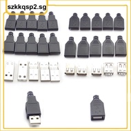 3 in 1 USB 2.0 Type A male Female 4 Pin power Socket cable Connector Plug With Black Plastic Cover Solder Type DIY repair  SGK2