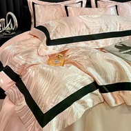 European Luxury Jacquard TC1600 100% Cotton 4IN1 Bedsheet Set Quilt Cover Bedsheet Pillow Case Weddi